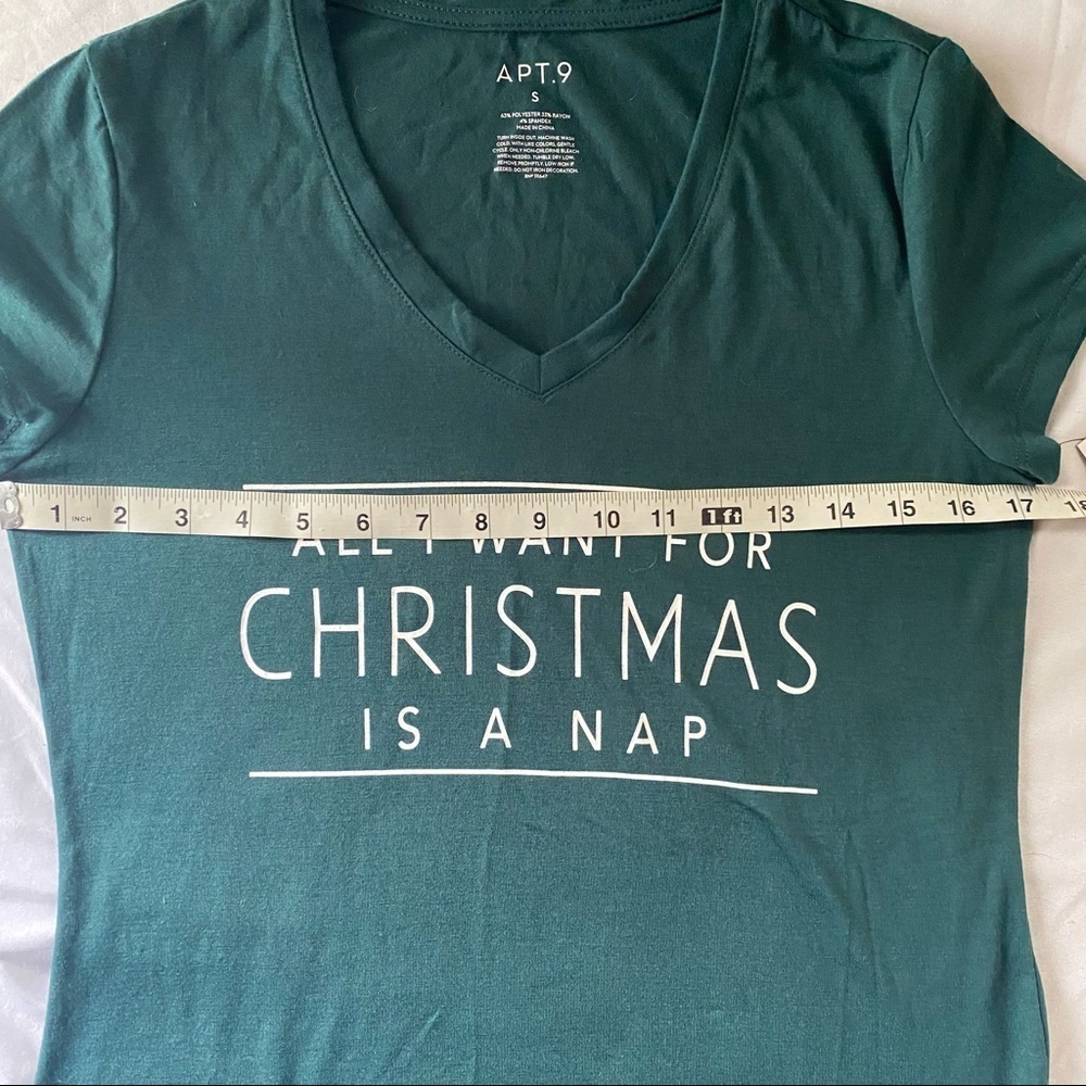 Apt 9 Christmas T shirt Sz small green - Picture 5 of 6
